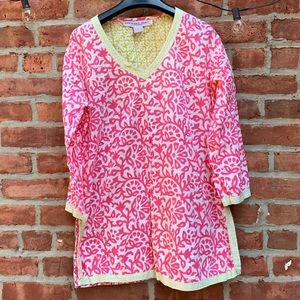 Gretchen Scott Beach Tunic (Size S) Pink & White